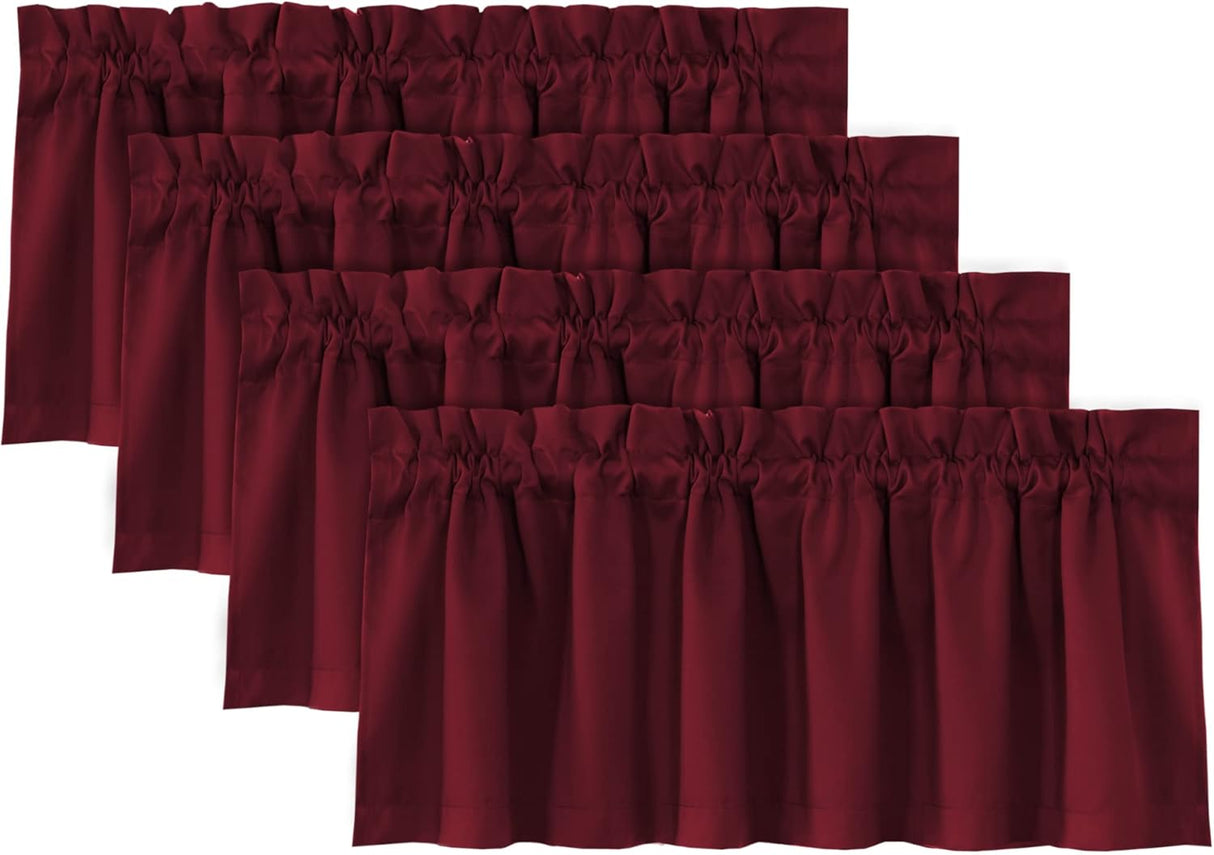 H.VERSAILTEX 100% Blackout Valances for Windows Kitchen Window Rod Pocket Privacy Decorative Curtains 2 Pack
