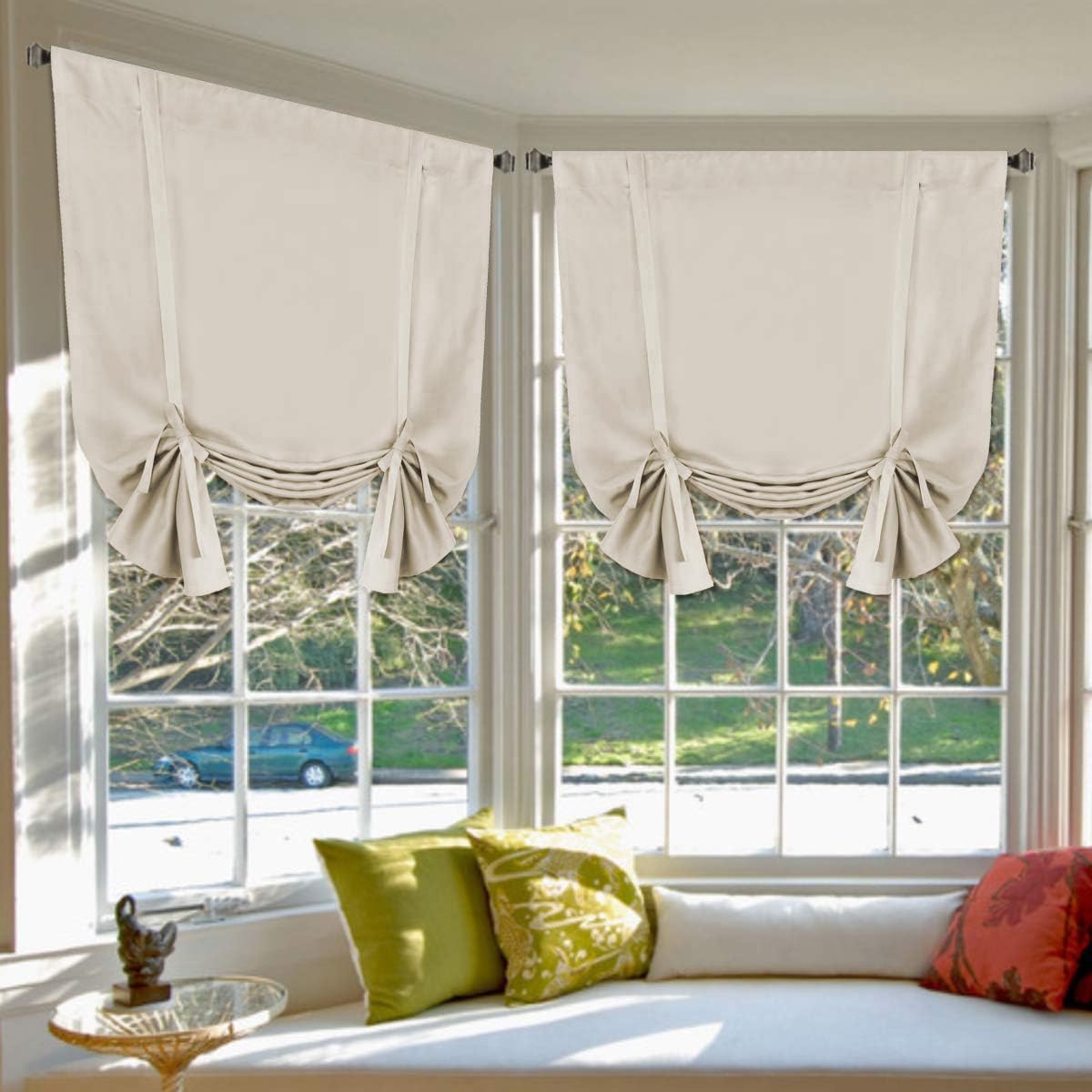 Valances Tie Up Curtains Roman Balloon Blind Rod Pocket Short Curtain