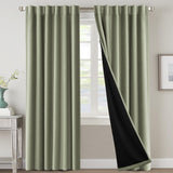 H.VERSAILTEX 100% Blackout Curtains for Bedroom with Black Liner Full Room Darkening Back Tab Rod Pocket 2 Panels