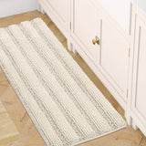 1pc Bath Rugs for Bathroom Non Slip Bath Mats Extra Thick Chenille Striped Rug