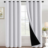 100% Blackout Black Liners Grommet Solid Color Curtains