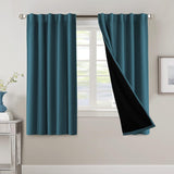 H.VERSAILTEX 100% Blackout Curtains for Bedroom with Black Liner Full Room Darkening Back Tab Rod Pocket 2 Panels