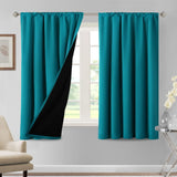 H.VERSAILTEX 100% Blackout Short Curtains for Bedroom Kitchen Privacy Energy Saving Curtain Tiers Set of 2