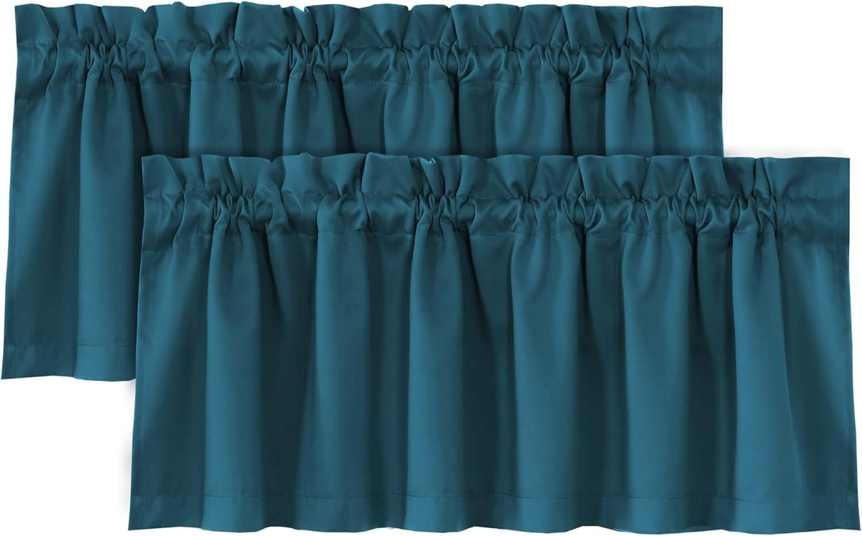 H.VERSAILTEX 100% Blackout Valances for Windows Kitchen Window Rod Pocket Privacy Decorative Curtains 2 Pack