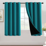 100% Blackout Black Liners Grommet Solid Color Curtains