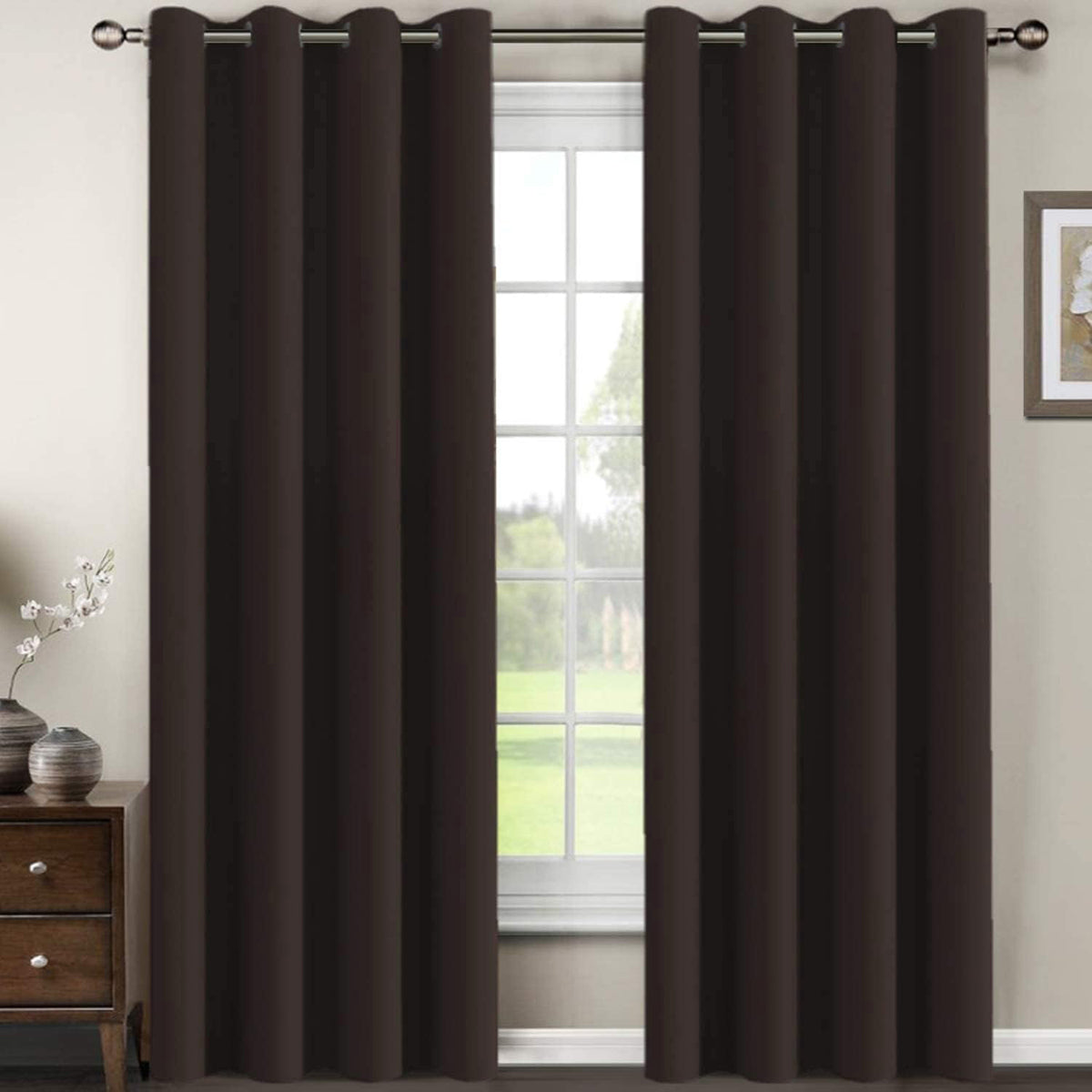 Blackout Thermal Insulated Winow Treatment Extra Long Grommet Top Curtains