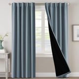 H.VERSAILTEX 100% Blackout Curtains for Bedroom with Black Liner Full Room Darkening Back Tab Rod Pocket 2 Panels