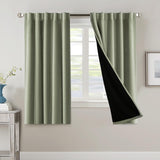 H.VERSAILTEX 100% Blackout Curtains for Bedroom with Black Liner Full Room Darkening Back Tab Rod Pocket 2 Panels