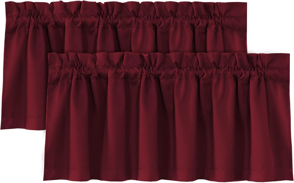 H.VERSAILTEX 100% Blackout Valances for Windows Kitchen Window Rod Pocket Privacy Decorative Curtains 2 Pack