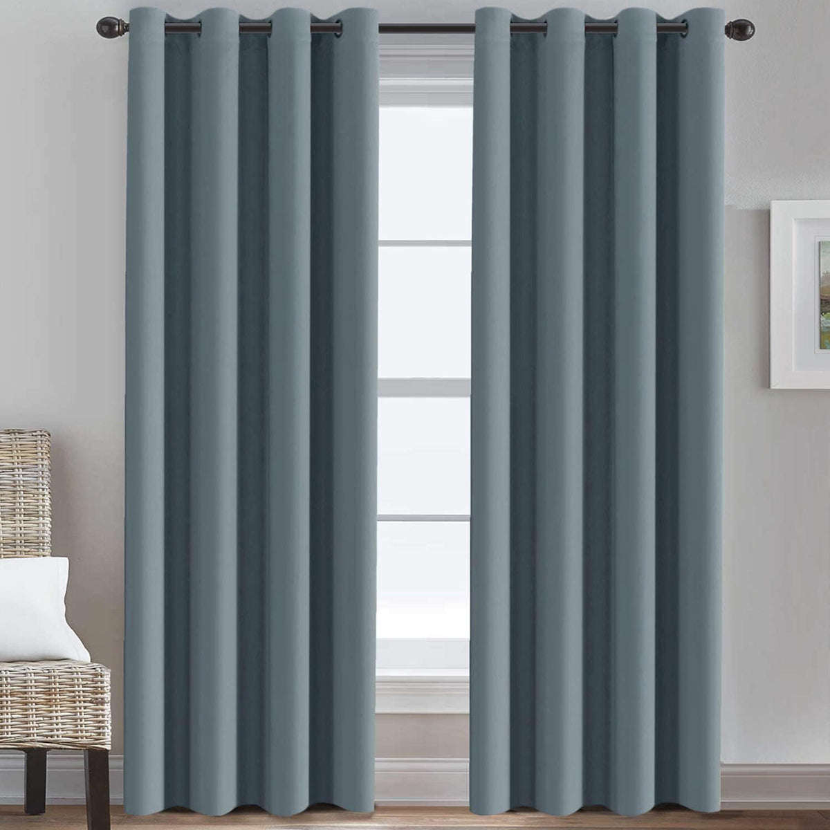 Blackout Thermal Insulated Winow Treatment Extra Long Grommet Top Curtains