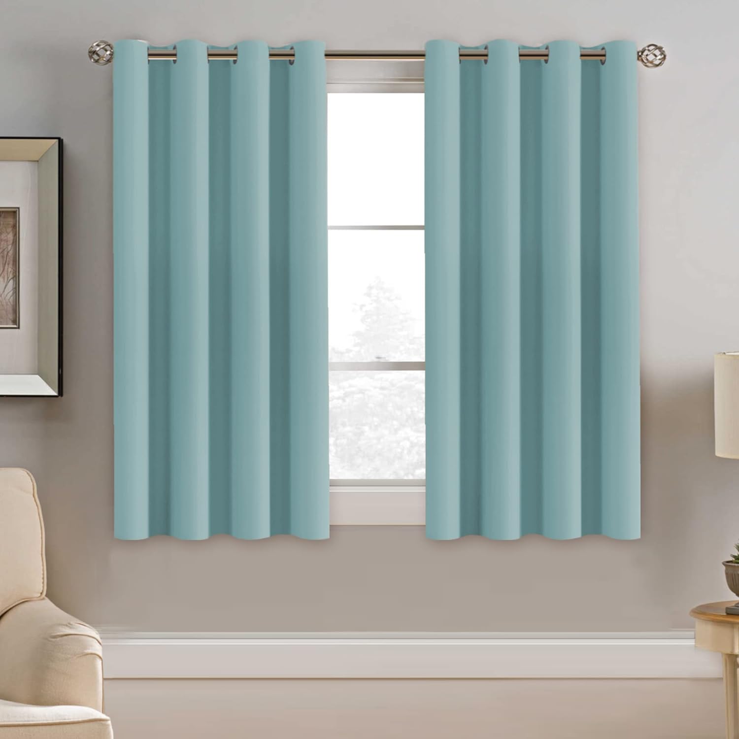 100% Blackout Thermal Insulated Grommet Solid Color Curtains