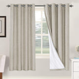 Linen Blackout Thermal Insulated  White Liner Grommet Top Curtains