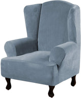 H.VERSAILTEX Velvet Wingback Chair Cover – Plush High Stretch Slipcover, 1 Piece