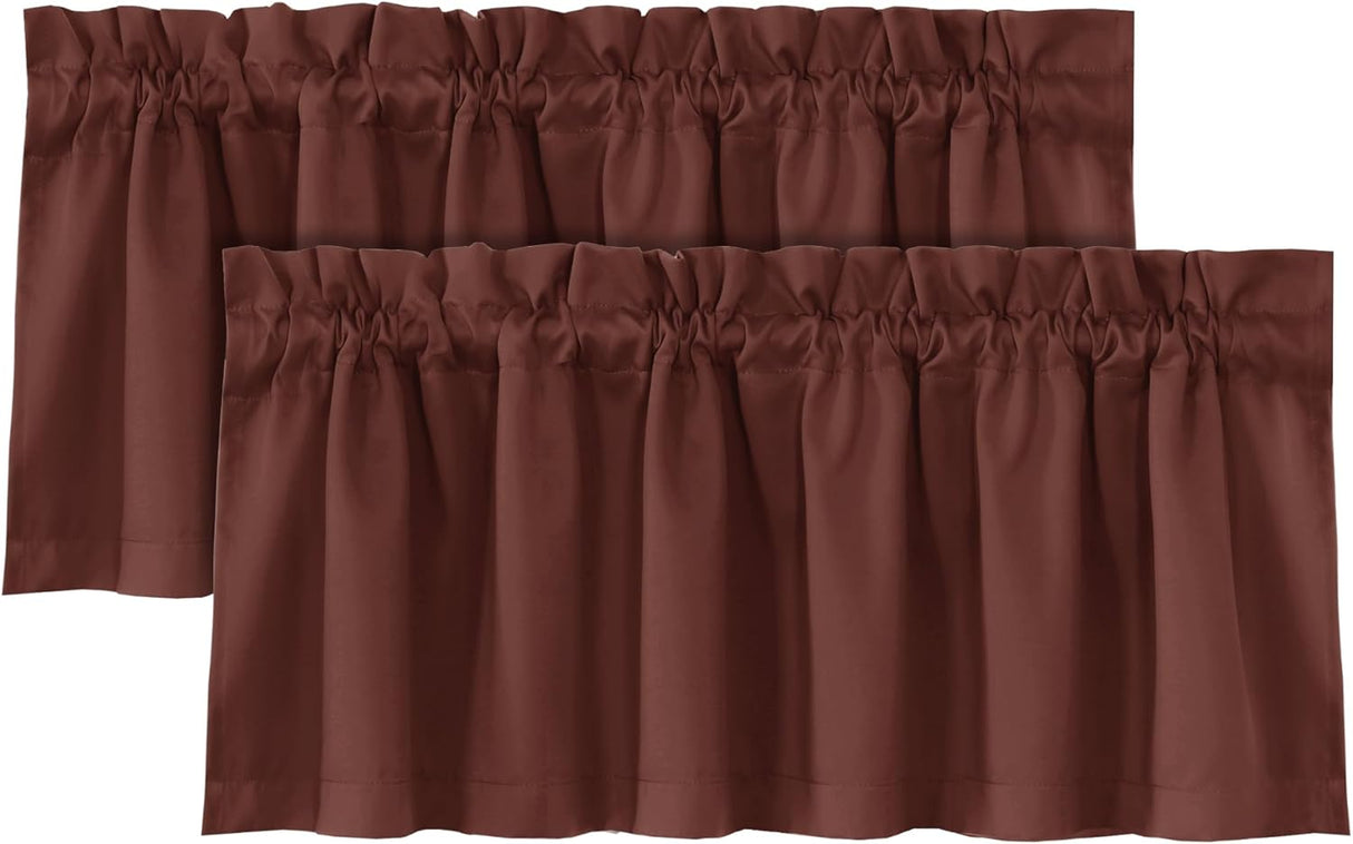 H.VERSAILTEX 100% Blackout Valances for Windows Kitchen Window Rod Pocket Privacy Decorative Curtains 2 Pack