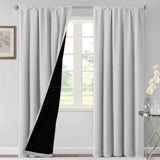 H.VERSAILTEX 100% Blackout Short Curtains for Bedroom Kitchen Privacy Energy Saving Curtain Tiers Set of 2