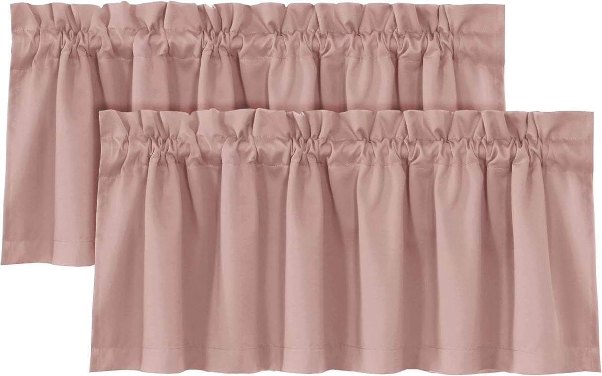 H.VERSAILTEX 100% Blackout Valances for Windows Kitchen Window Rod Pocket Privacy Decorative Curtains 2 Pack