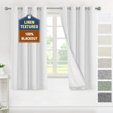 H.VERSAILTEX Linen 100% Blackout Drapes Full Coverage Heat Blocking Curtains for Bedroom