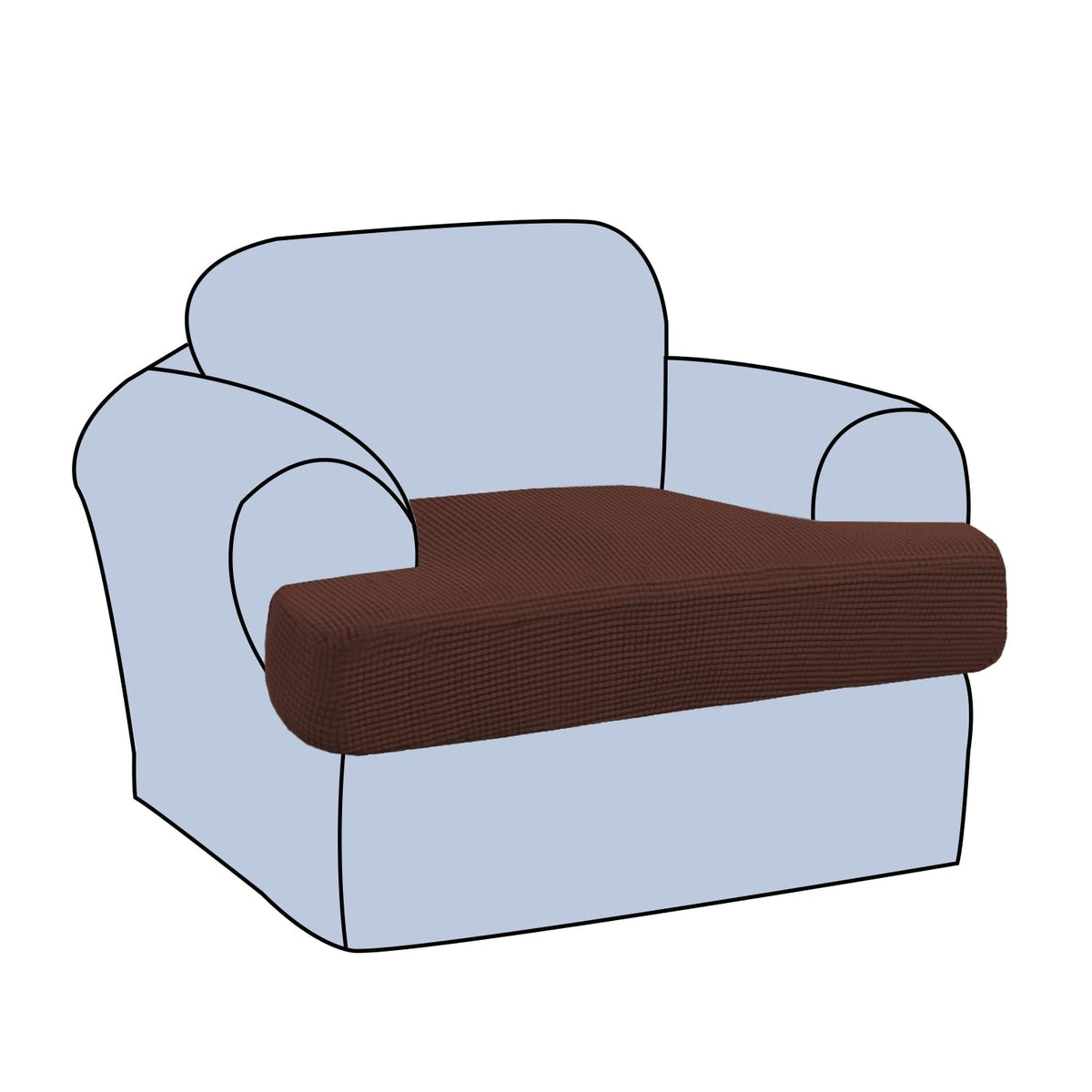 H.VERSAILTEX Stretch 2 Piece T Cushion Sofa Slipcovers Individually Sofa Cushion Covers for 2 Cushion Couch Sofa Seat Cushion Covers with Elastic Bands Featuring Thicker Jacquard Fabric, Dusty Blue