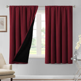 H.VERSAILTEX 100% Blackout Short Curtains for Bedroom Kitchen Privacy Energy Saving Curtain Tiers Set of 2