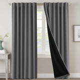 H.VERSAILTEX 100% Blackout Curtains for Bedroom with Black Liner Full Room Darkening Back Tab Rod Pocket 2 Panels