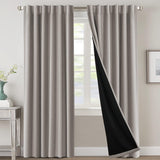 H.VERSAILTEX 100% Blackout Curtains for Bedroom with Black Liner Full Room Darkening Back Tab Rod Pocket 2 Panels