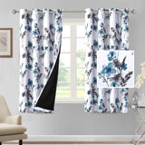 H.VERSAILTEX 100% Blackout Curtains for Living Room Camellia Floral Thermal Insulated Grommet Window Drapes 2 Panels