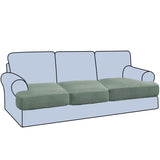 H.VERSAILTEX Stretch 2 Piece T Cushion Sofa Slipcovers Individually Sofa Cushion Covers for 2 Cushion Couch Sofa Seat Cushion Covers with Elastic Bands Featuring Thicker Jacquard Fabric, Dusty Blue