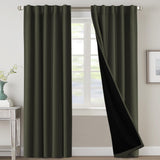 H.VERSAILTEX 100% Blackout Curtains for Bedroom with Black Liner Full Room Darkening Back Tab Rod Pocket 2 Panels