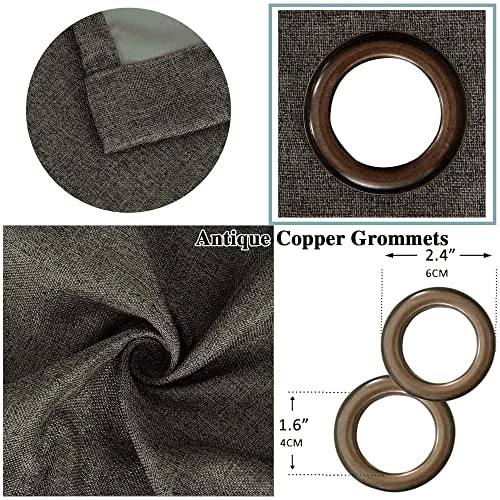 Linen Blackout Curtains Thermal Insulated Primitive Textured Grommet Curtains