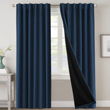 H.VERSAILTEX 100% Blackout Curtains for Bedroom with Black Liner Full Room Darkening Back Tab Rod Pocket 2 Panels