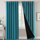 H.VERSAILTEX 100% Blackout Curtains for Bedroom with Black Liner Full Room Darkening Back Tab Rod Pocket 2 Panels