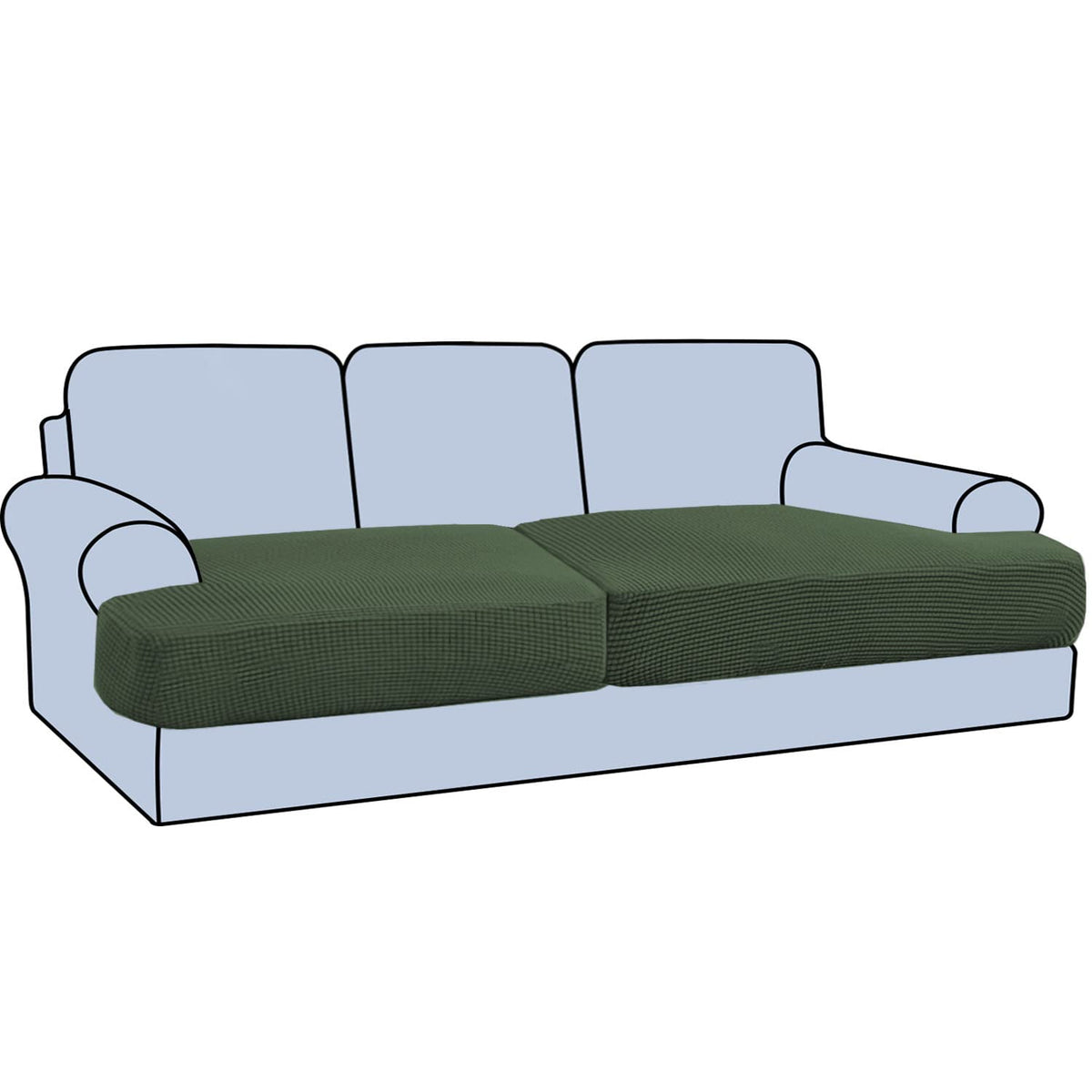 H.VERSAILTEX Stretch 2 Piece T Cushion Sofa Slipcovers Individually Sofa Cushion Covers for 2 Cushion Couch Sofa Seat Cushion Covers with Elastic Bands Featuring Thicker Jacquard Fabric, Dusty Blue