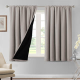 H.VERSAILTEX 100% Blackout Short Curtains for Bedroom Kitchen Privacy Energy Saving Curtain Tiers Set of 2