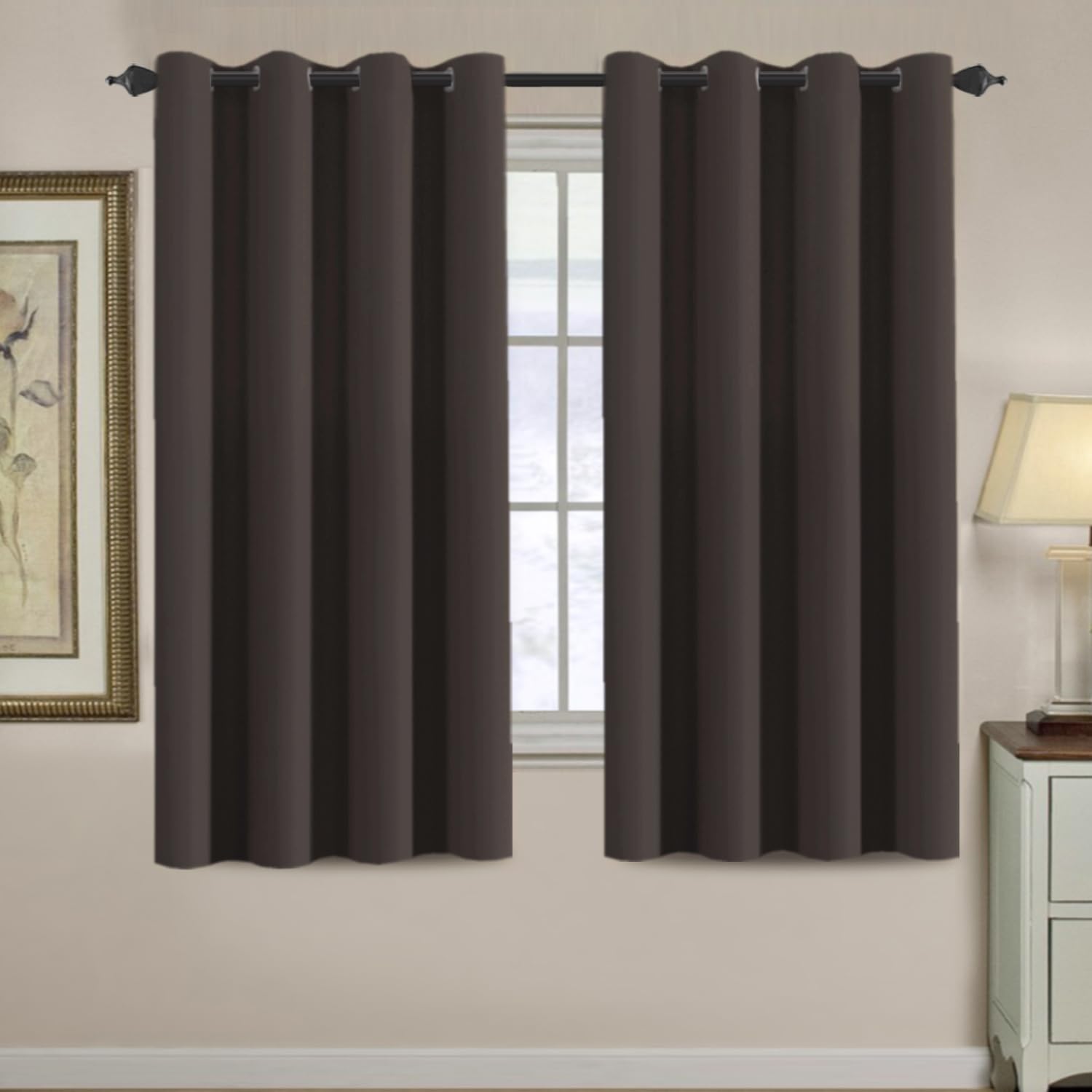 100% Blackout Thermal Insulated Grommet Solid Color Curtains
