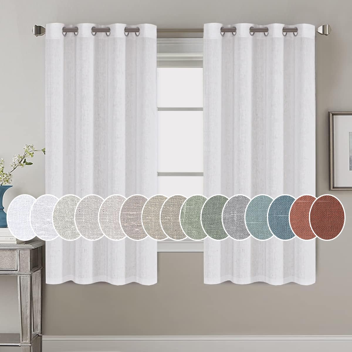 Light Filtering Linen Textured Curtains Grommet Curtains