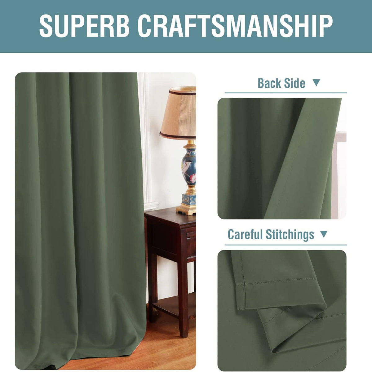 Blackout Thermal Insulated Winow Treatment Extra Long Grommet Top Curtains