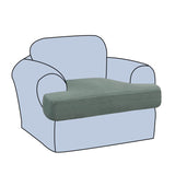 H.VERSAILTEX Stretch 2 Piece T Cushion Sofa Slipcovers Individually Sofa Cushion Covers for 2 Cushion Couch Sofa Seat Cushion Covers with Elastic Bands Featuring Thicker Jacquard Fabric, Dusty Blue