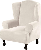 H.VERSAILTEX Velvet Wingback Chair Cover – Plush High Stretch Slipcover, 1 Piece