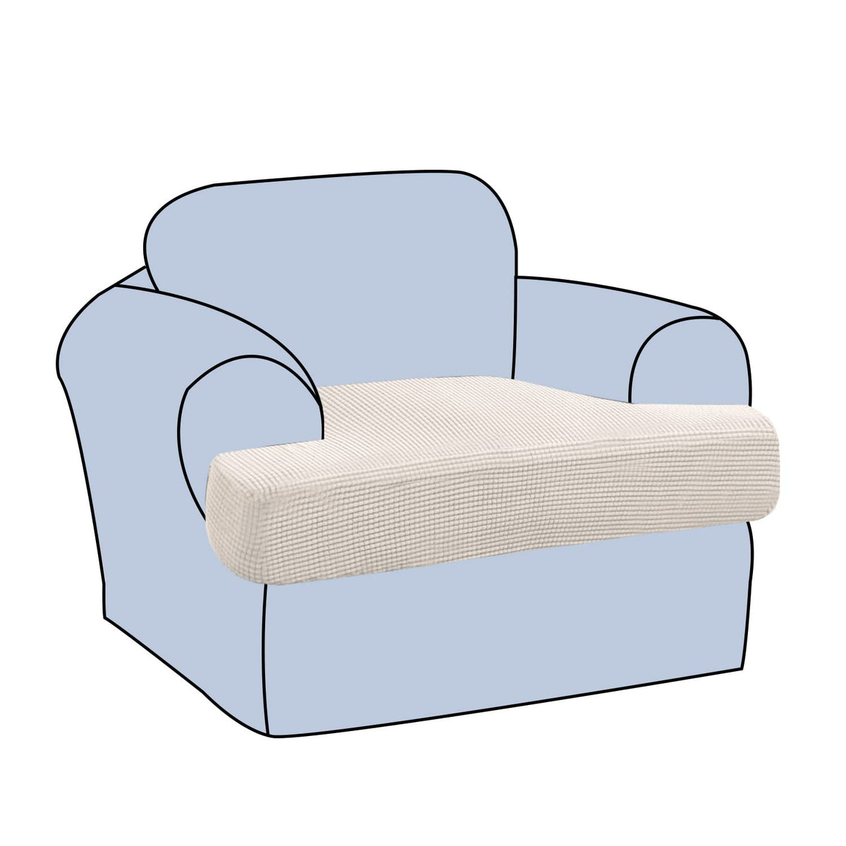 H.VERSAILTEX Stretch 2 Piece T Cushion Sofa Slipcovers Individually Sofa Cushion Covers for 2 Cushion Couch Sofa Seat Cushion Covers with Elastic Bands Featuring Thicker Jacquard Fabric, Dusty Blue