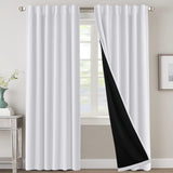 H.VERSAILTEX 100% Blackout Curtains for Bedroom with Black Liner Full Room Darkening Back Tab Rod Pocket 2 Panels