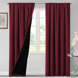 H.VERSAILTEX 100% Blackout Short Curtains for Bedroom Kitchen Privacy Energy Saving Curtain Tiers Set of 2