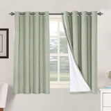 Linen Blackout Thermal Insulated  White Liner Grommet Top Curtains