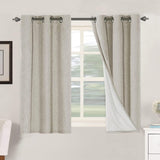Linen Blackout Thermal Insulated  White Liner Grommet Top Curtains