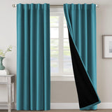 H.VERSAILTEX 100% Blackout Curtains for Bedroom with Black Liner Full Room Darkening Back Tab Rod Pocket 2 Panels