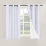 Linen Blackout Thermal Insulated  White Liner Grommet Top Curtains