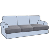 H.VERSAILTEX Stretch 2 Piece T Cushion Sofa Slipcovers Individually Sofa Cushion Covers for 2 Cushion Couch Sofa Seat Cushion Covers with Elastic Bands Featuring Thicker Jacquard Fabric, Dusty Blue