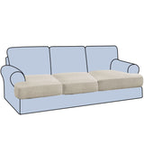 H.VERSAILTEX Stretch 2 Piece T Cushion Sofa Slipcovers Individually Sofa Cushion Covers for 2 Cushion Couch Sofa Seat Cushion Covers with Elastic Bands Featuring Thicker Jacquard Fabric, Dusty Blue