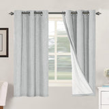 Linen Blackout Thermal Insulated  White Liner Grommet Top Curtains