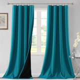 H.VERSAILTEX 100% Blackout Short Curtains for Bedroom Kitchen Privacy Energy Saving Curtain Tiers Set of 2