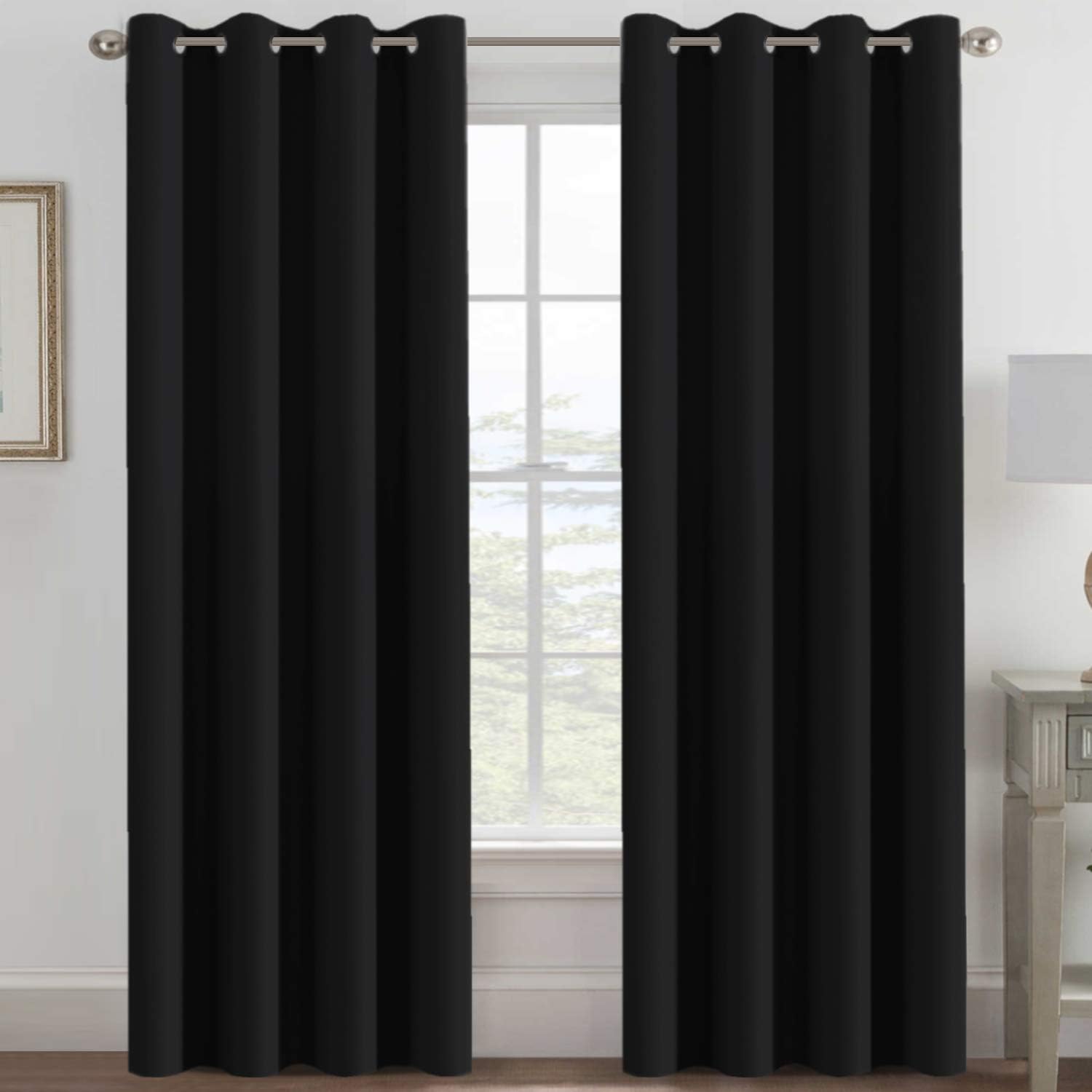 100% Blackout Thermal Insulated Grommet Solid Color Curtains